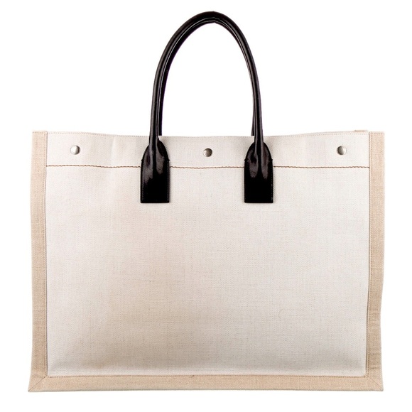 Saint Laurent Rive Gauche Tote in Canvas with black handle handle - Picture 3 of 5